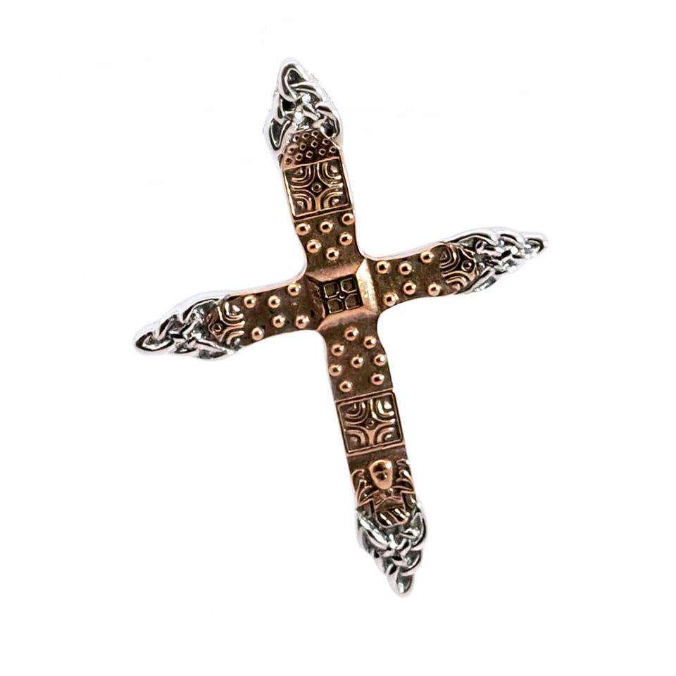 CEREMONIAL CROSS Keith Jack Mens Celtic Necklace in Bronze and Silver