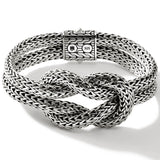 John Hardy Mens Manah Knot Classic Link Thick Sterling Silver Bracelet