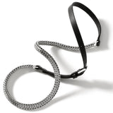John Hardy Mens Triple Wrap Bracelet Black Leather and Silver Classic Link - Full View