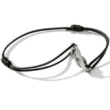John Hardy Mens Silver Manah Knot Extra Thin Width Black Cord Bracelet - Side View