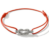 John Hardy Mens Silver Manah Knot Extra Thin Width Orange Cord Bracelet