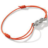 John Hardy Mens Silver Manah Knot Extra Thin Width Orange Cord Bracelet - Side View