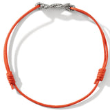John Hardy Mens Silver Manah Knot Extra Thin Width Orange Cord Bracelet - Top View