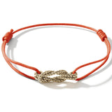 John Hardy Mens 14k Gold Manah Knot Extra Thin Width Orange Cord Bracelet