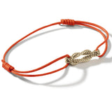 John Hardy Mens 14k Gold Manah Knot Extra Thin Width Orange Cord Bracelet - Side View