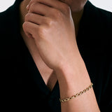 Model Wearing John Hardy Mens Surf Link 14k Gold Medium 10mm Bracelet