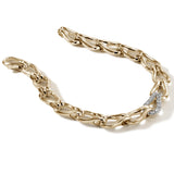 John Hardy Mens Diamond Surf Link 14k Gold Bracelet Thick Width - Full View