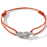John Hardy Mens Diamond Silver Manah Knot Thin Width Orange Cord Bracelet