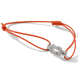 John Hardy Mens Diamond Silver Manah Knot Thin Width Orange Cord Bracelet - Side View