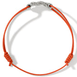 John Hardy Mens Diamond Silver Manah Knot Thin Width Orange Cord Bracelet - Top View