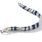 John Hardy Mens Colorblock Bracelet Blue Lapis Stone and Sterling Silver Square Bead - Full View