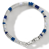 John Hardy Mens Colorblock Bracelet Blue Lapis Stone and Sterling Silver Square Bead - Top View