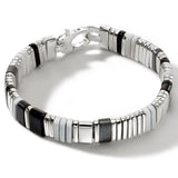 John Hardy Mens Colorblock Bracelet Black Onyx Stone and Sterling Silver Square Bead