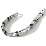 John Hardy Mens Colorblock Bracelet Black Onyx Stone and Sterling Silver Square Bead - Full View