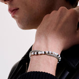 Model WearingJohn Hardy Mens Colorblock Double Wrap Bracelet in Black Onyx and Silver
