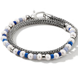 John Hardy Mens Colorblock Double Wrap Bracelet in Blue Lapis and Silver