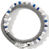 John Hardy Mens Colorblock Double Wrap Bracelet in Blue Lapis and Silver - Top View