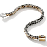 John Hardy Mens Icon Bracelet Woven 18k Gold and Silver Medium Width - Full View