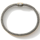 John Hardy Mens Icon Bracelet Woven 18k Gold and Silver Medium Width - Top View