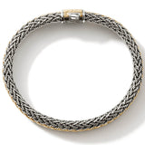John Hardy Mens Icon Bracelet Woven 18k Gold and Silver Thick Width - Top View