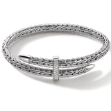 John Hardy Mens Spear Flex Cuff Sterling Silver Bracelet with Diamonds