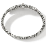 John Hardy Mens Spear Flex Cuff Sterling Silver Bracelet with Diamonds - Top View