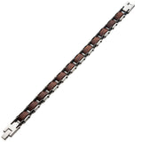 WOOD SAP Mens Link Bracelet in Steel and Red Sandalwood - Full View