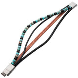 MALIBU SUNSET Multi Strand Mens Bracelet with Leather and Stone Beads - Full View