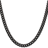 MARMONT CHAIN Black Steel Curb Link Necklace for Men with Black Diamonds - Front View