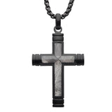 METEOR CROSS Black Stainless Steel Cross Necklace for Men - Front View