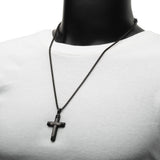 METEOR CROSS Black Stainless Steel Cross Necklace for Men - Full View