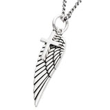 ANGEL WING CROSS Stainless Steel Dual Pendant Necklace for Men