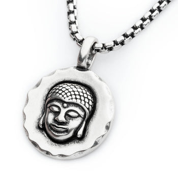 BUDDHA MEDALLION Pendant Necklace for Men in Stainless Steel
