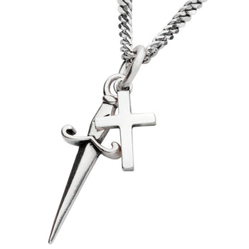 HOLY DAGGER Stainless Steel Blade and Cross Necklace for Men
