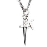 HOLY DAGGER Stainless Steel Blade and Cross Necklace for Men - Front View