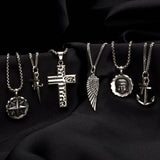HOLY DAGGER Stainless Steel Blade and Cross Necklace for Men - Silver Necklace Collection