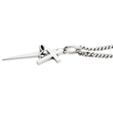 HOLY DAGGER Stainless Steel Blade and Cross Necklace for Men - Side View