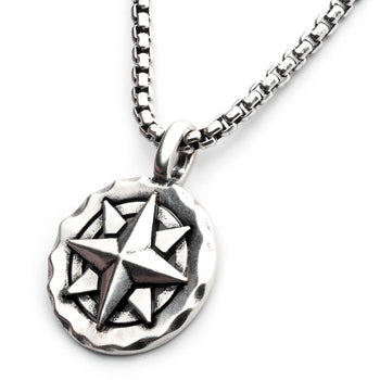 COMPASS STAR Pendant Necklace for Men in Stainless Steel