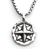 COMPASS STAR Pendant Necklace for Men in Stainless Steel - Front View