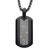 METEOR DOG TAG Mens Necklace in Black Stainless Steel - Front View