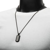 METEOR DOG TAG Mens Necklace in Black Stainless Steel - Full View