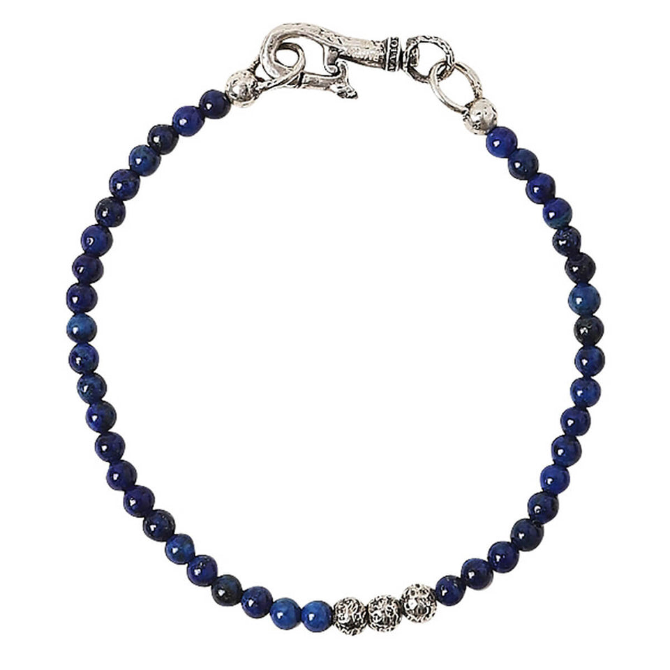 John Varvatos BLUE LAPIS AND SILVER BEADS Bracelet for Men