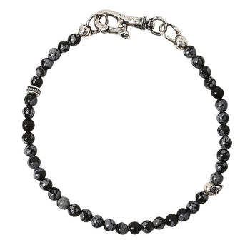 John Varvatos OBSIDIAN AND SILVER SKULL Bead Bracelet for Men