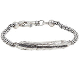 John Varvatos CRACKED BLACK DIAMOND TAG Modern Link Bracelet for Men in Silver