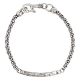 John Varvatos CRACKED BLACK DIAMOND TAG Modern Link Bracelet for Men in Silver - Top View
