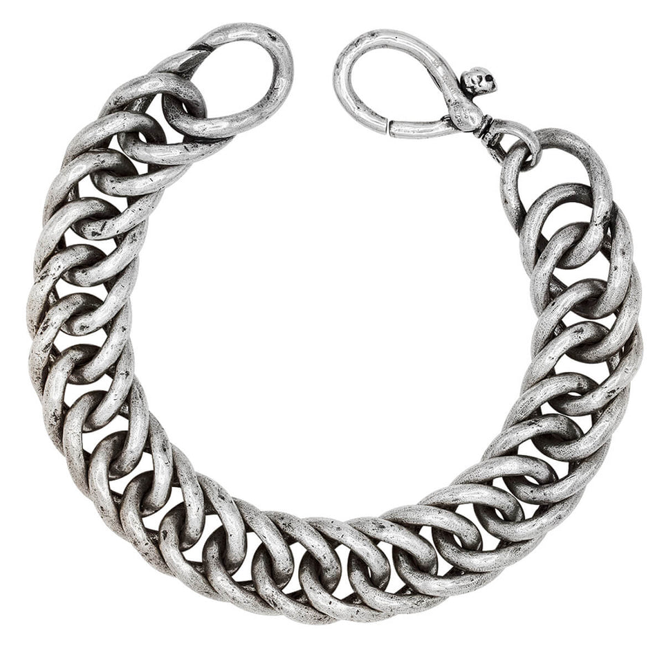 John Varvatos HAMMERED ARTISAN LINK Mens Bracelet in Sterling Silver