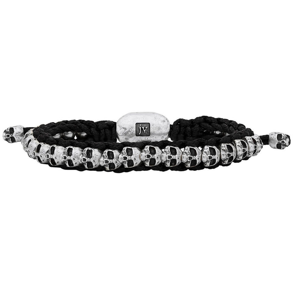 John Varvatos SILVER SKULL Adjustable Mens Bracelet