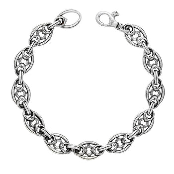 Unique Infinity Knot Double Chain Bracelet for Men in Sterling Silver