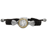 John Varvatos MERCURY COIN Adjustable Bracelet for Men in Silver and Brass