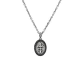 John Varvatos FLEUR-DE-LYS MEDALLION Mens Necklace in Black Diamond and Silver - Front View